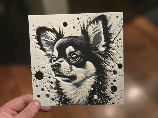 HueForge model: Graffiti Long Hair Chihuahua Hueforge by 3Ree Printing
