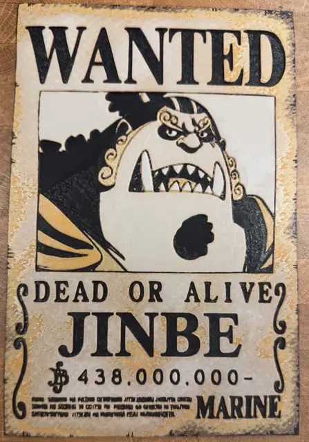 HueForge model: One Piece - Jinbe Wanted Poster by Pretty Okay Prints