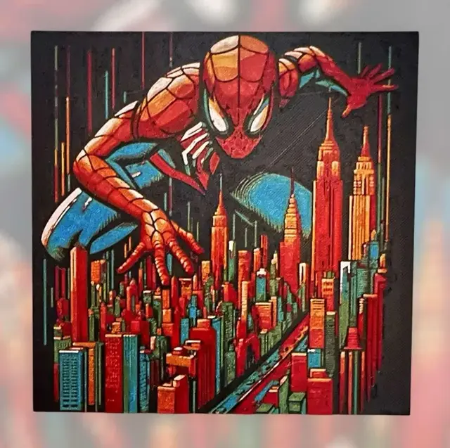 HueForge model: Spiderman Pop-Art Hueforge by Cré'Art 3D