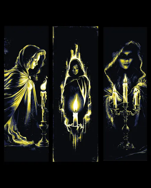 HueForge model: Life by candlelight - Women walking in darkness - Set of bookmarks by BooneCo3d