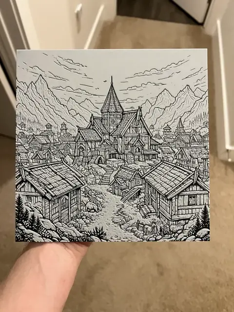 HueForge model: Medieval Town Art Hueforge NO AMS Needed by RP47 Designs
