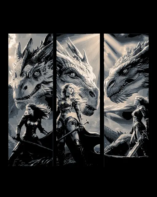 HueForge model: High Fantasy Classic art style depictions of Great Dragons and their Lady Riders - Set of Bookmarks by BooneCo3d