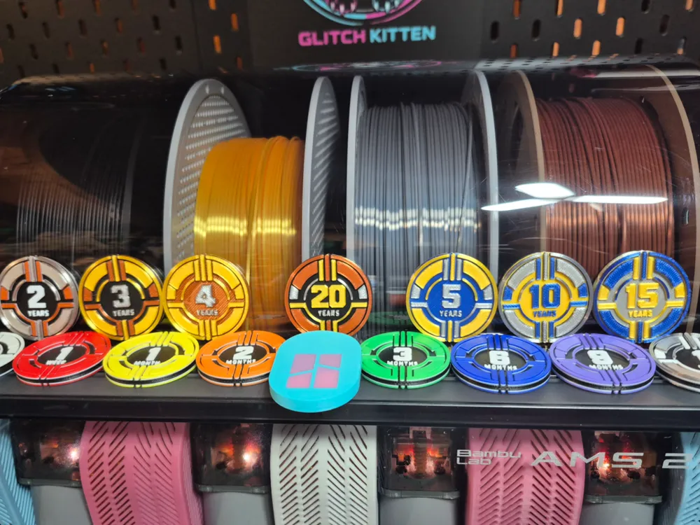 Sobriety Chips/Tokens - Full Set (AMS Optional) by Glitch Kitten HueForge model: Sobriety Chips/Tokens - Full Set (AMS Optional) by Glitch Kitten