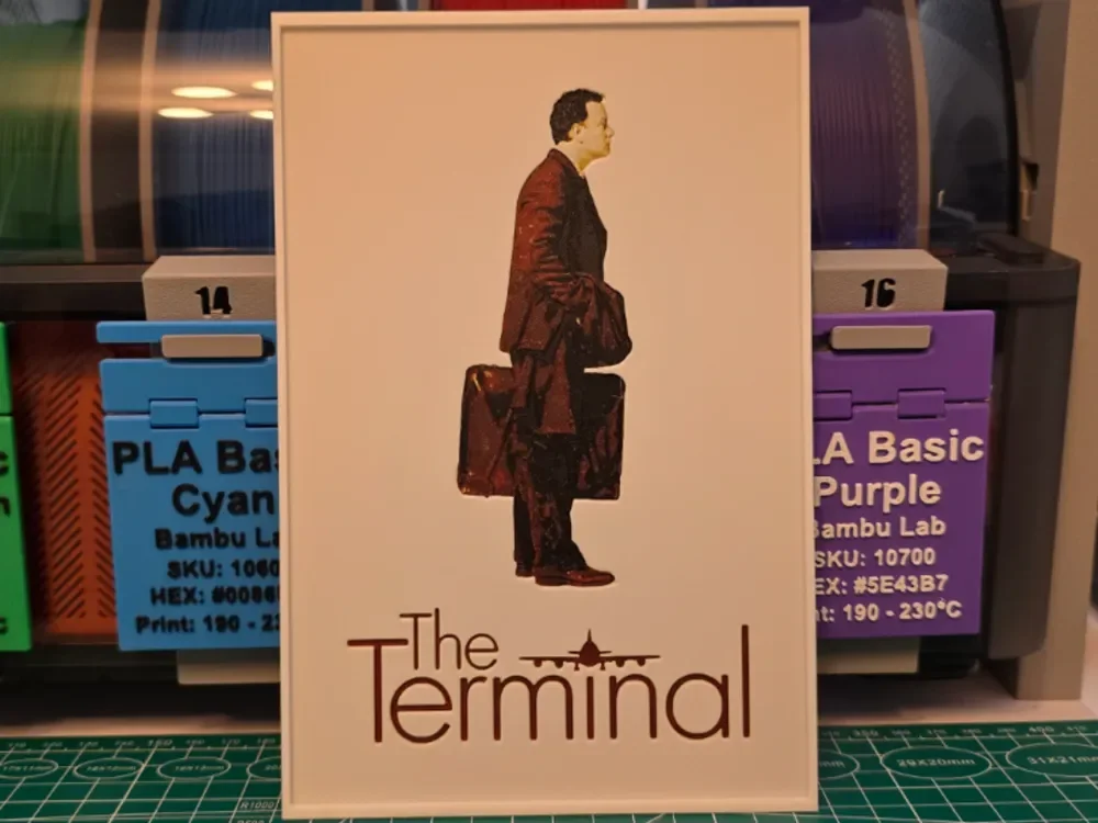 The Terminal Movie Poster - Hueforge Art by Lumpy3D HueForge model: The Terminal Movie Poster - Hueforge Art by Lumpy3D