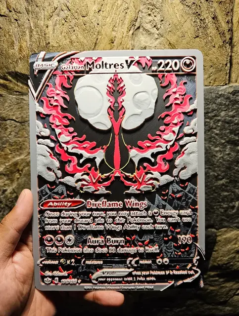 HueForge model: Galarian Moltres V #177 Pokémon Card Hueforge by Loki