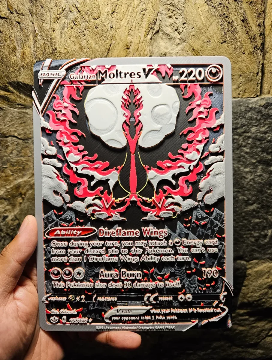 Galarian Moltres V #177 Pokémon Card Hueforge by Loki HueForge model: Galarian Moltres V #177 Pokémon Card Hueforge by Loki