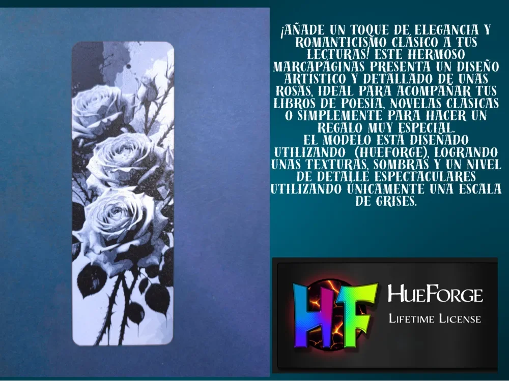 Bookmark Roses v2 by FYTY112 HueForge model: Bookmark Roses v2 by FYTY112