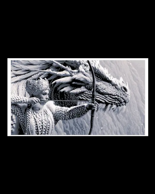 HueForge model: Waiting for the right moment - The rider waits with her Dragon - Hueforge art by BooneCo3d
