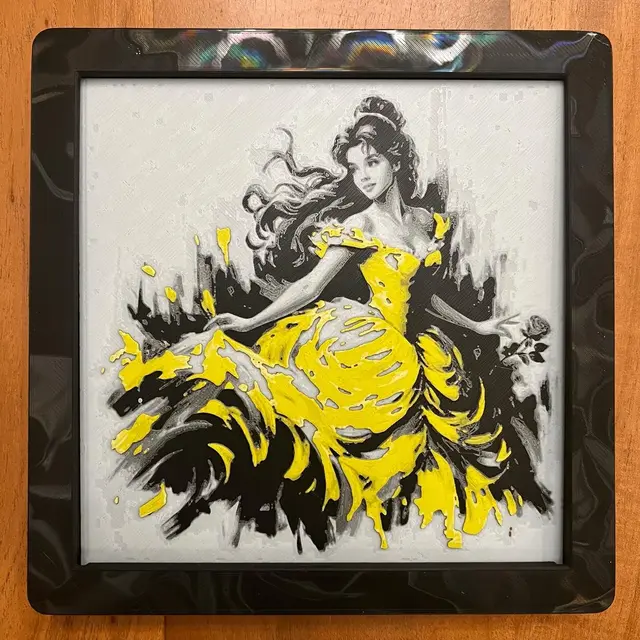 HueForge model: Belle from Beauty and the Beast by JustBe 3D Printing