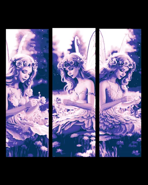 HueForge model: A fairy portrait playing in the grass picking flowers - Set of bookmarks by BooneCo3d