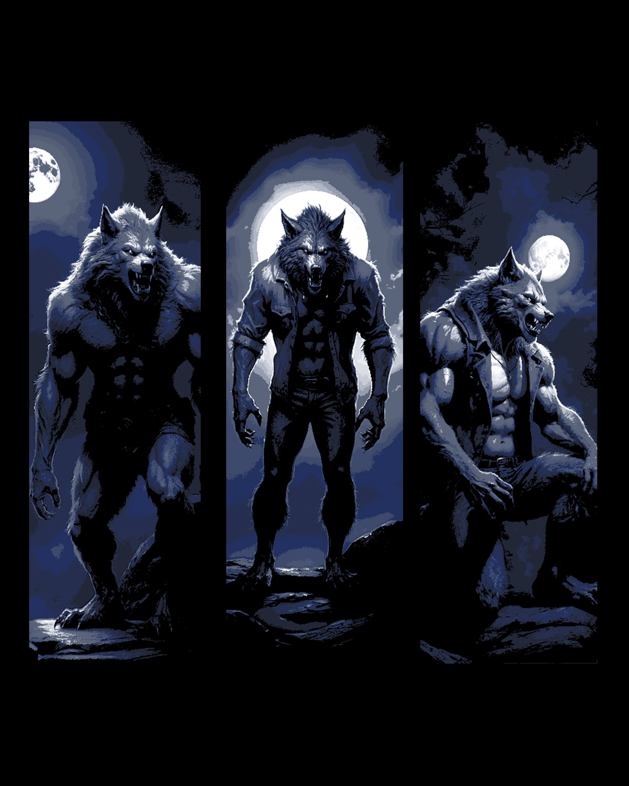 The moonlight betrays the werewolf's location - Set of bookmarks by BooneCo3d HueForge model: The moonlight betrays the werewolf's location - Set of bookmarks by BooneCo3d