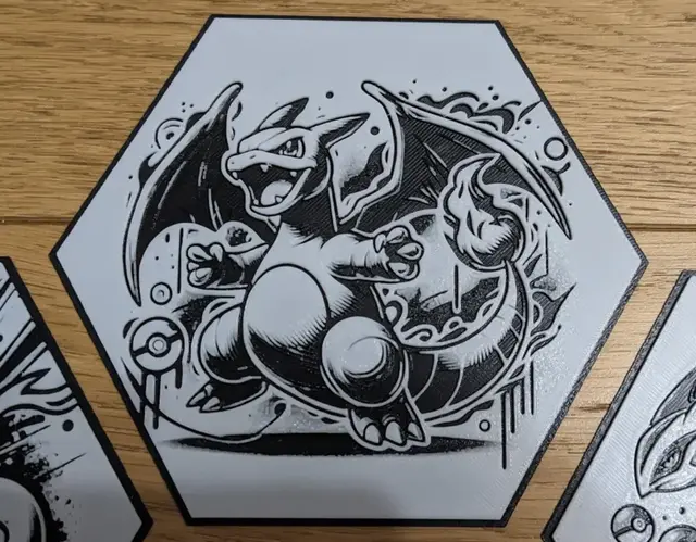 HueForge model: Pokémon Charizard Dracaufeu Hueforge Hexagonal by Seb3D