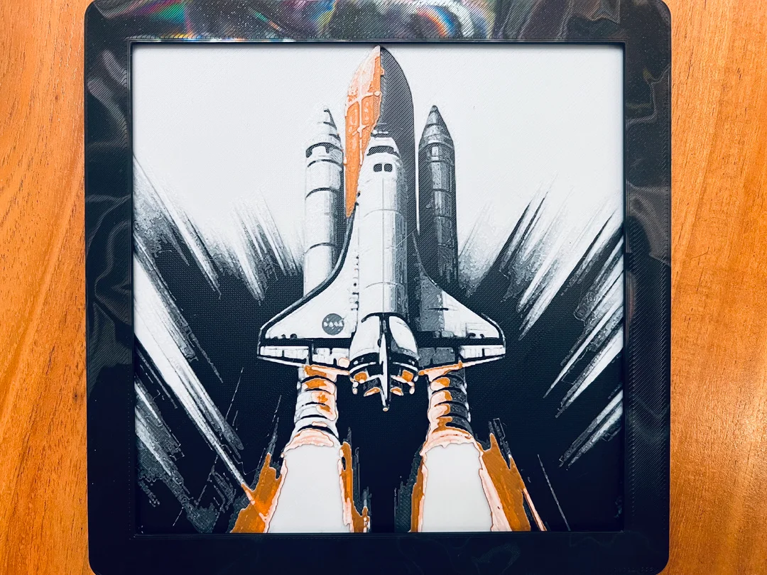 Space Shuttle LIftoff by JustBe 3D Printing HueForge model: Space Shuttle LIftoff by JustBe 3D Printing