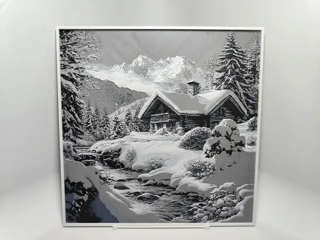 HueForge model: Cozy Winter Cabin by BeaN