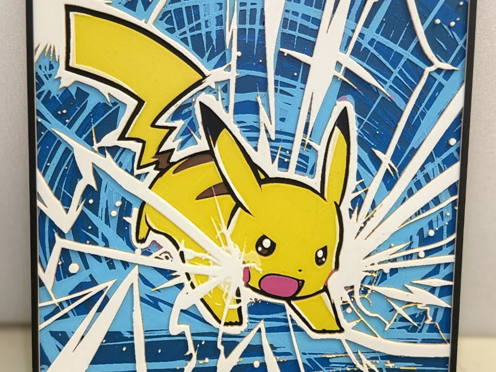 Pokémon Hueforge - Pikachu Thunder by MonkeyForge 3D HueForge model: Pokémon Hueforge - Pikachu Thunder by MonkeyForge 3D