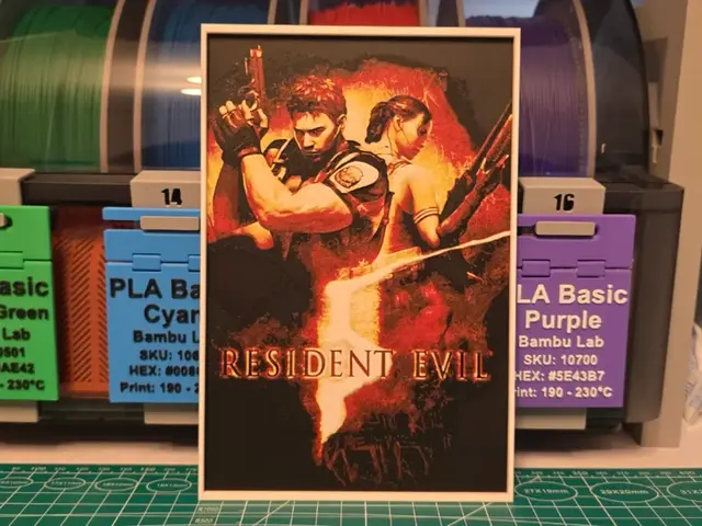 HueForge model: Resident Evil 5 Poster - Hueforge Art by Lumpy3D