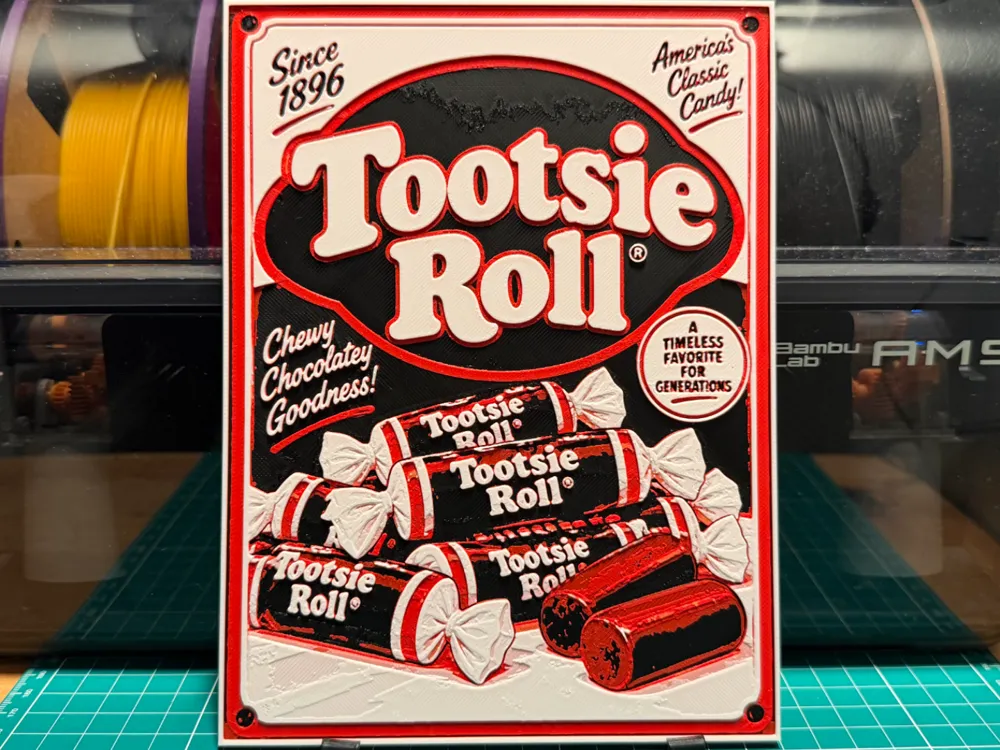 Tootsie Roll Poster by liv_3d HueForge model: Tootsie Roll Poster by liv_3d