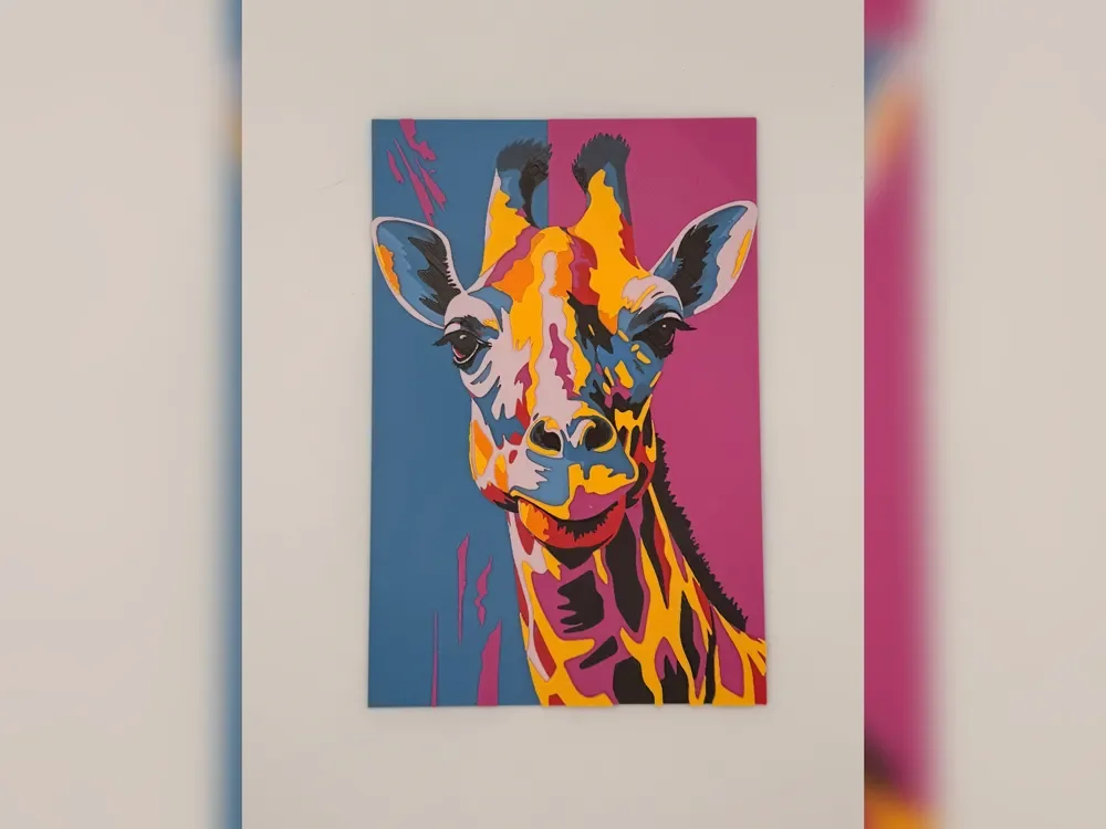 Neon Safari Giraffe Hueforge Pop Panel by Thadius HueForge model: Neon Safari Giraffe Hueforge Pop Panel by Thadius