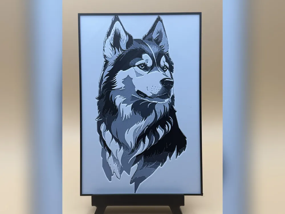 Siberian Husky HueForge Print by Thadius in Bambu Lab Basic Black
