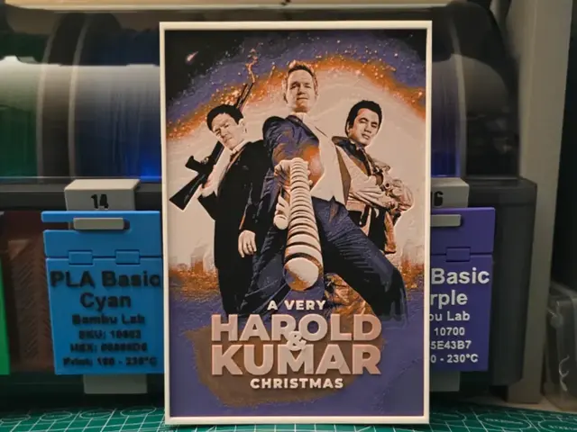 HueForge model: A Very Harold & Kumar Christmas Poster - Hueforge by Lumpy3D