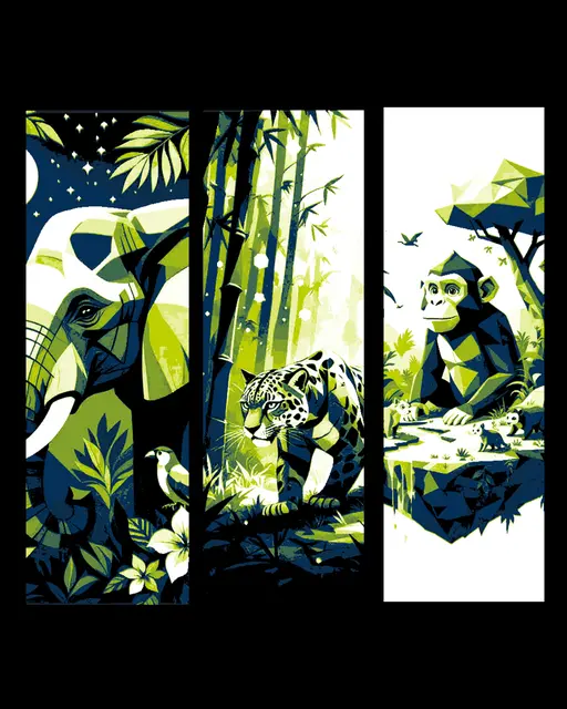 HueForge model: Neo Geometric designs of wild animals - set of bookmarks by BooneCo3d