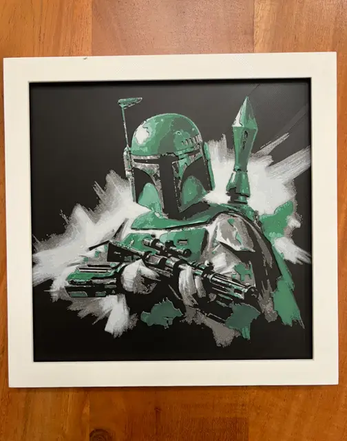 HueForge model: Boba Fett with Black Background by JustBe 3D Printing