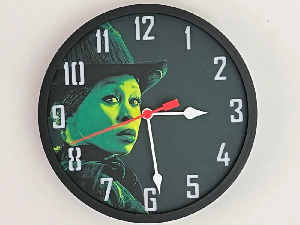 Customizable Clock - Elphaba, Wicked by 3djd HueForge model: Customizable Clock - Elphaba, Wicked by 3djd
