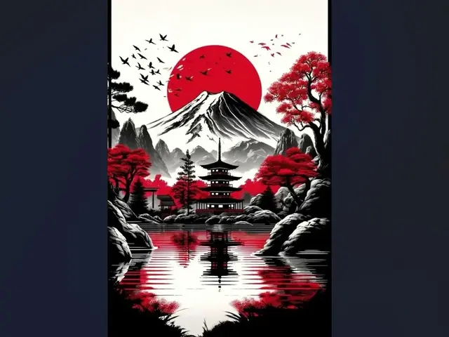 HueForge model: Hueforge - Japanese landscape rising sun by Luckyfer