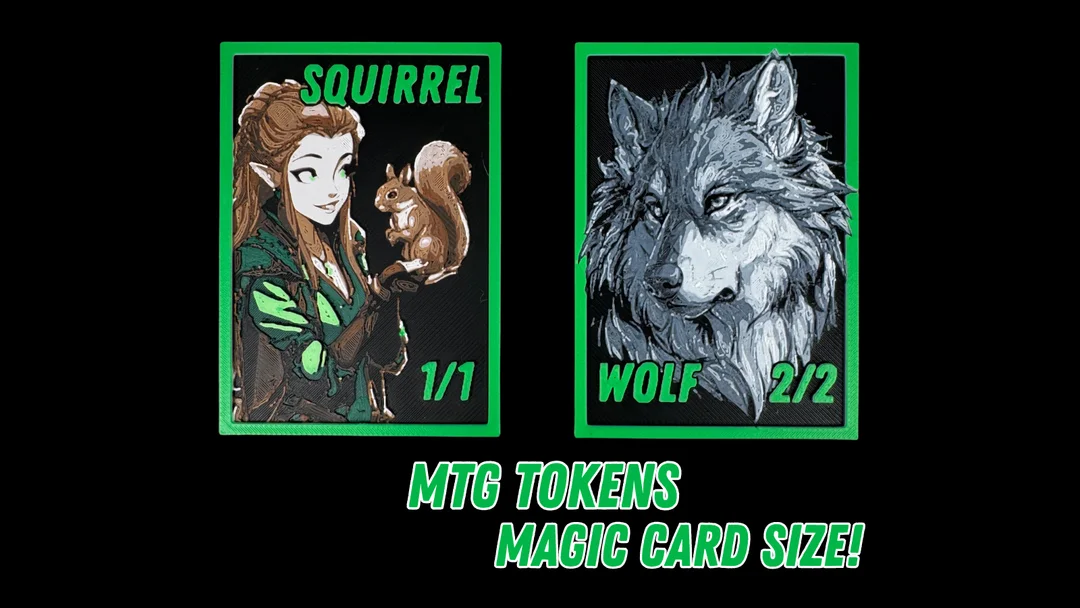 Squirrel & Wolf - Magic the Gathering Tokens by Canadian Gamer HueForge model: Squirrel & Wolf - Magic the Gathering Tokens by Canadian Gamer