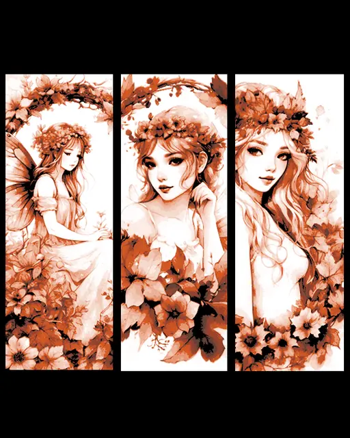 HueForge model: Vintage Fairy Postcard Designs as 3 Bookmarks by BooneCo3d