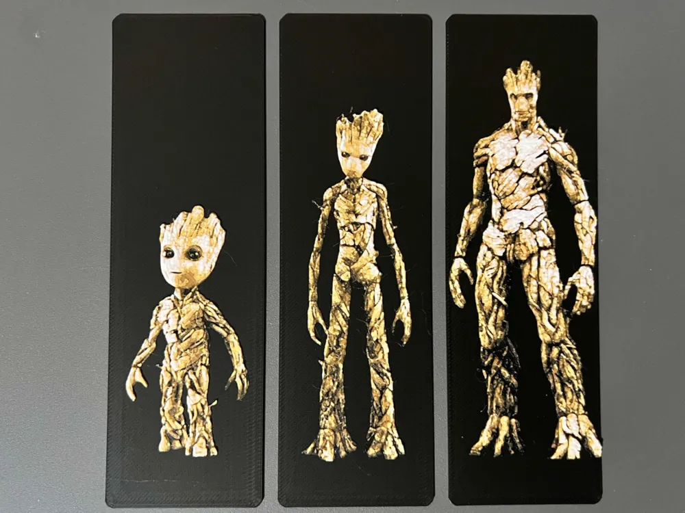 Guardians of the Galaxy: Groot Bookmark Set by 3djd HueForge model: Guardians of the Galaxy: Groot Bookmark Set by 3djd