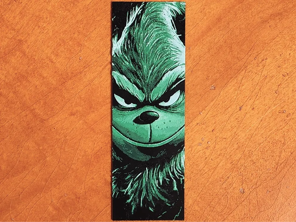 The Grinch Bookmark - 4 Colours by Sarge HueForge model: The Grinch Bookmark - 4 Colours by Sarge