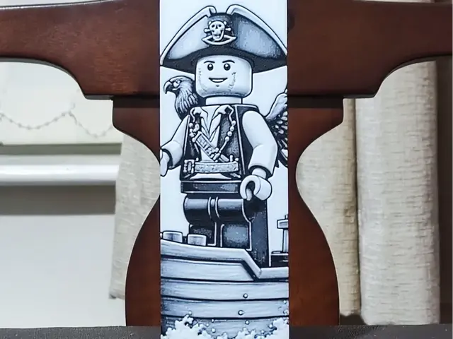HueForge model: Brick Pirate Minifig Bookmark - 2 Color by BoDad