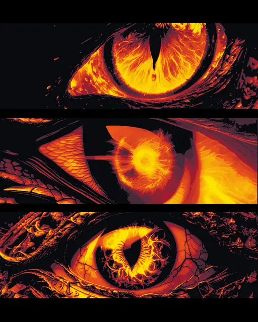 HueForge model: The dragon's eye is drawn to the flames - Set of bookmarks by BooneCo3d