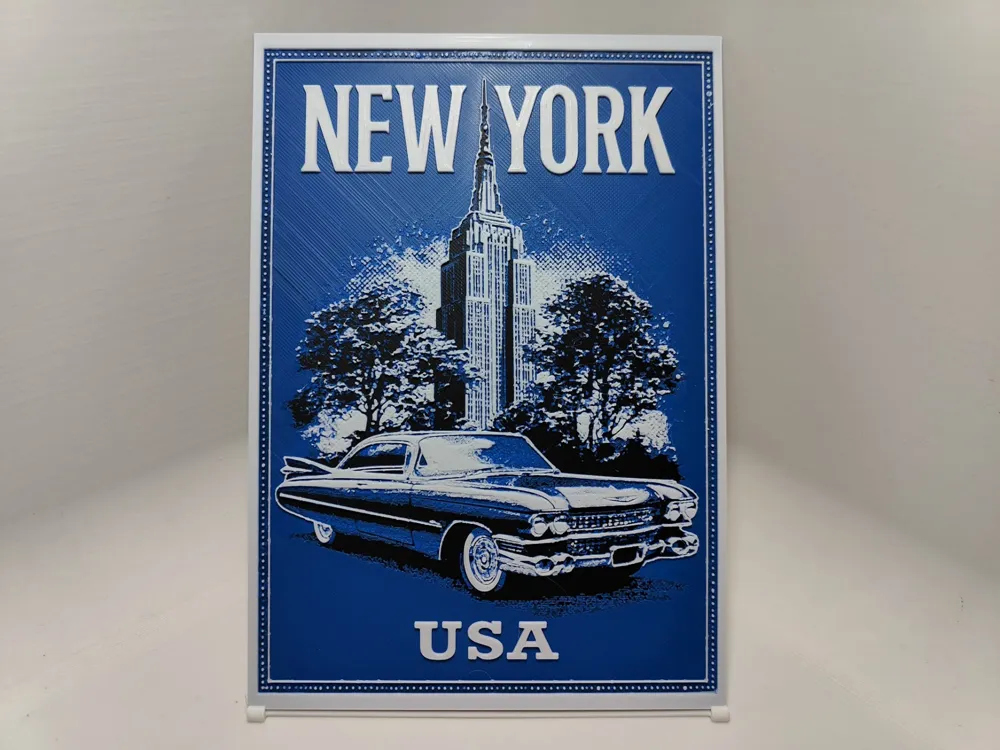 Vintage Travel Poster - New York - Hueforge by BeaN HueForge model: Vintage Travel Poster - New York - Hueforge by BeaN