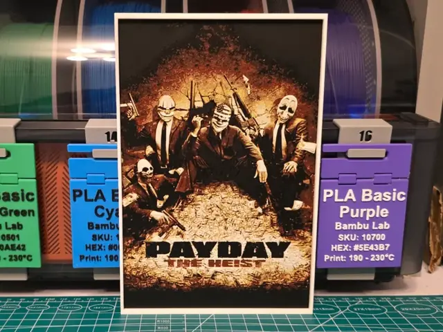 HueForge model: PAYDAY: The Heist Game Poster - Hueforge Art by Lumpy3D