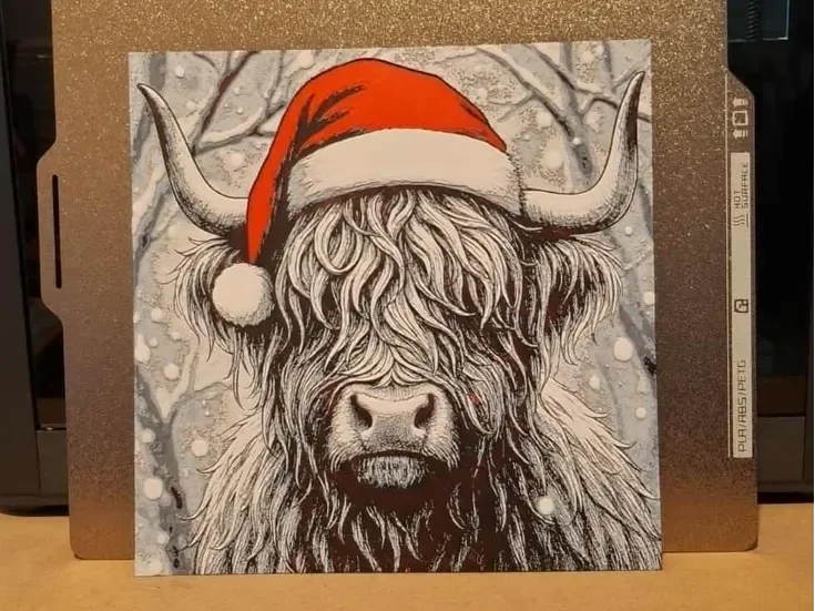 Santa HighlandCow - Hueforge by 3dGlow HueForge model: Santa HighlandCow - Hueforge by 3dGlow