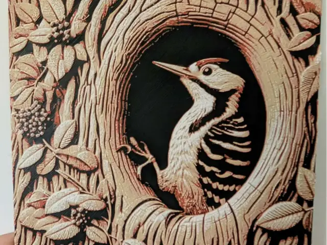 Great Woodpecker wood sculpture