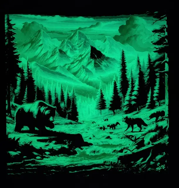 HueForge model: Forest with wolf and bear -Hueforge -Glow in dark by BeaN