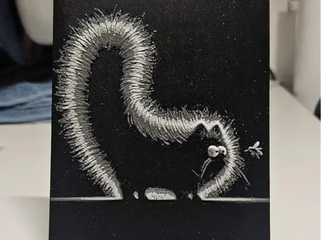 HueForge model: Fluffy Cat with fly by Mano's 3d_Art