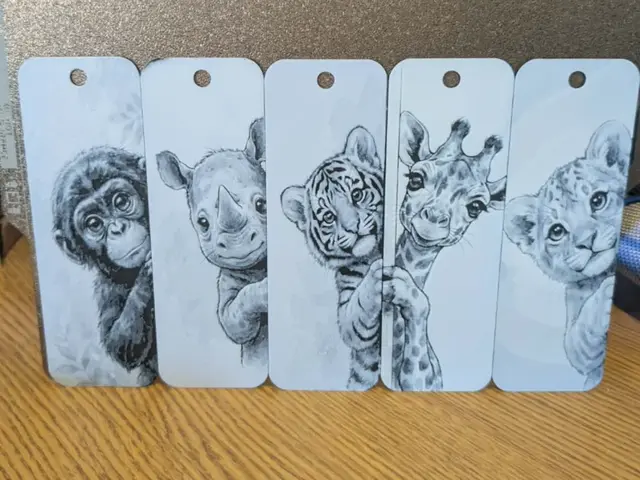 HueForge model: Set of 5 peeking safari animal bookmarks by 3dGlow