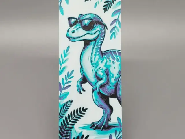HueForge model: "Bookmark" of a cool Dino wearing sunglasses. by BLUSH Designs