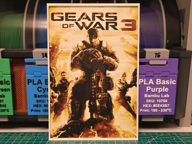 HueForge model: Gears of War 3 Poster - Hueforge Art by Lumpy3D