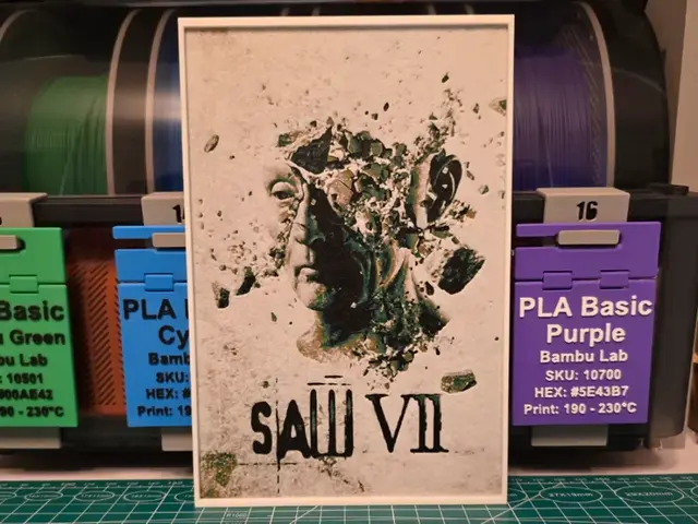 HueForge model: Saw 3D Movie Poster - Hueforge Art by Lumpy3D