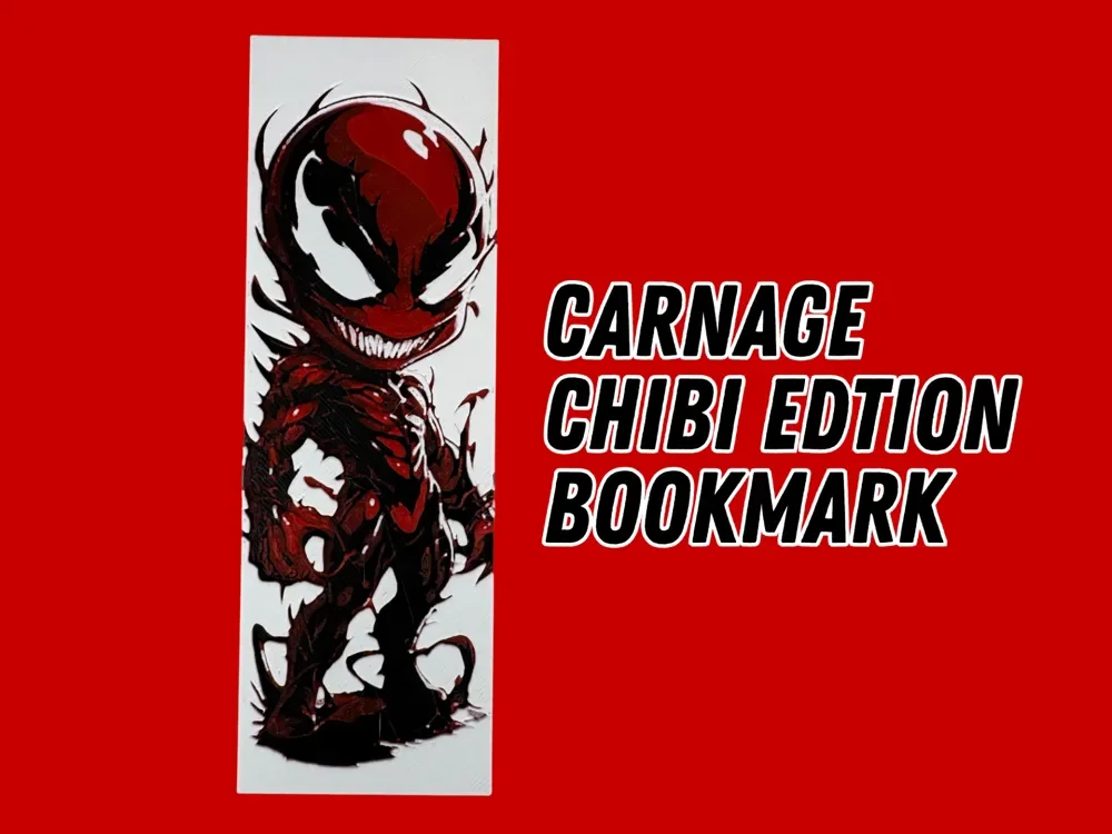 Carnage - Chibi Edition Bookmark by Canadian Gamer HueForge model: Carnage - Chibi Edition Bookmark by Canadian Gamer