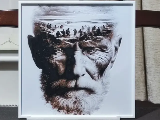 HueForge model: Double Exposure Lest We Forget - HueForge 3 Color by BoDad