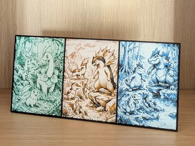 HueForge model: Johto Starter Evolutions Pokemon Hueforge & Frame by Nextopia