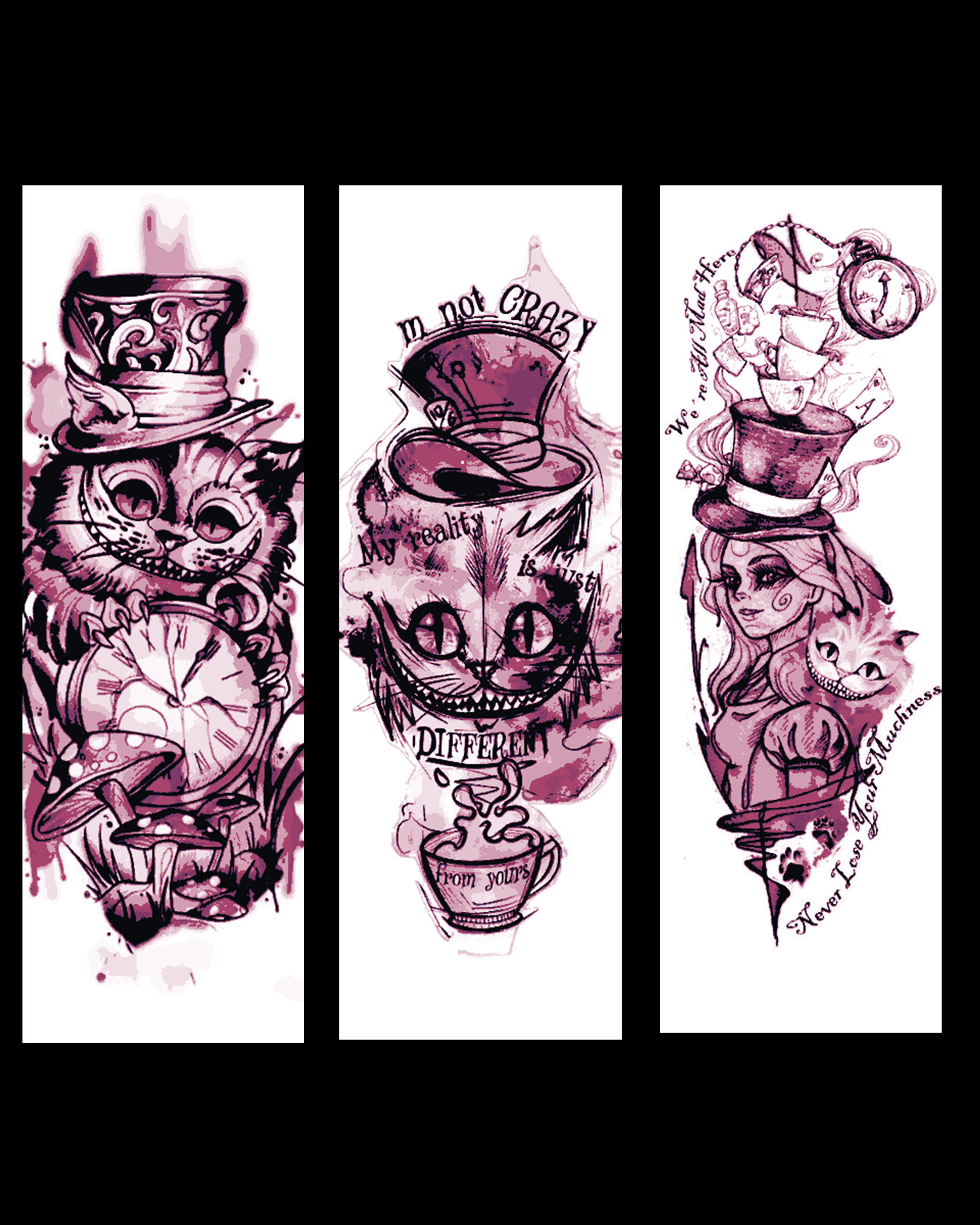 Alice in wonderland - the life of pure craziness - Set of Bookmarks by BooneCo3d HueForge model: Alice in wonderland - the life of pure craziness - Set of Bookmarks by BooneCo3d