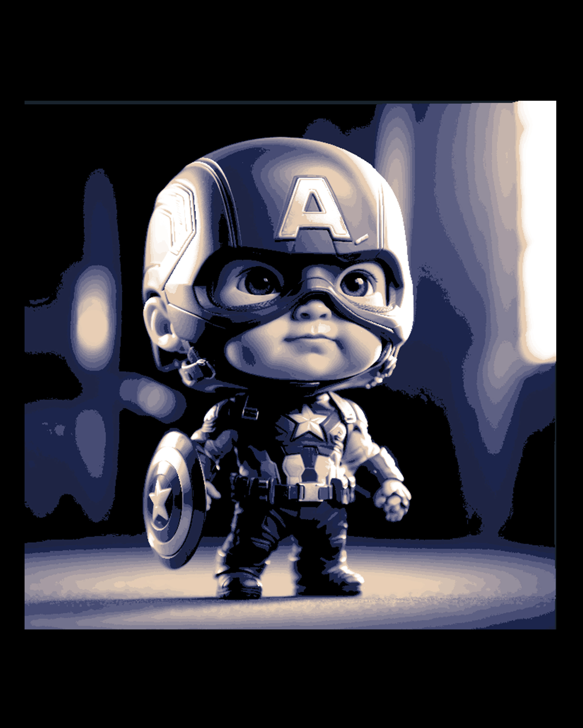 Chibi Art - Little one Photo of Captain America from Marvel Comics by BooneCo3d HueForge model: Chibi Art - Little one Photo of Captain America from Marvel Comics by BooneCo3d