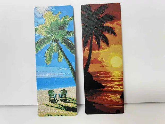 HueForge model: a Beach and a Palm Tree - Bookmark Set by 3djd